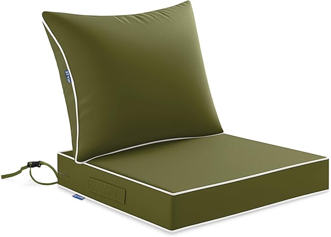MIULEE Dark Green Outdoor Seat Cushion 24x24 Inch Waterproof & 3 Year Fade by MIULEE