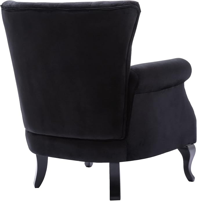 Set of 2 Mid-Century Modern Accent Chair, Velvet Armchair w/Tufted Back/Wood - Image 7