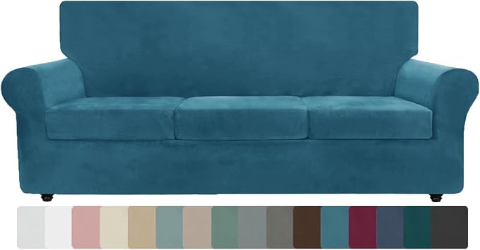 ZNSAYOTX Oversized Velvet Couch Cover 4 Piece Stretch Sofa Covers by ZNSAYOTX