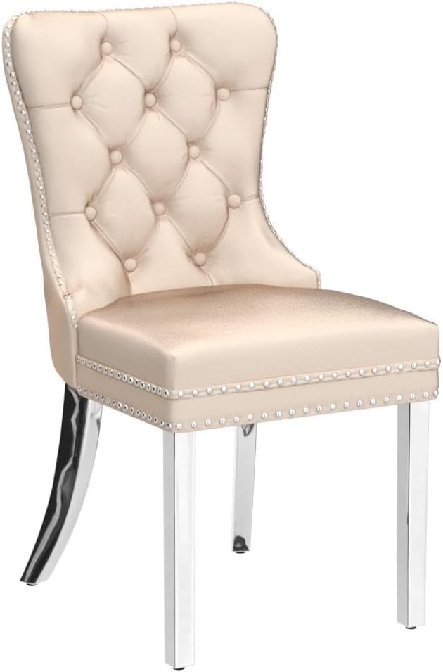 KCC Velvet Dining Chairs Set of 4, Upholstered High-end Tufted Dining Room Chair - Image 5