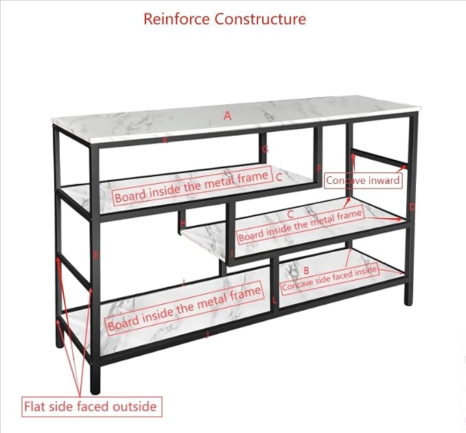 AT-VALY Console Table with Storage Shelves, Sofa Table Entryway Table with Faux - Image 4
