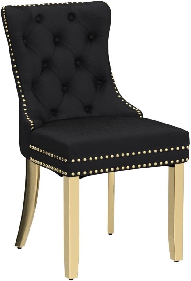 KCC Velvet Dining Chairs Set of 2, Upholstered High-end Tufted Dining Chair - Image 4