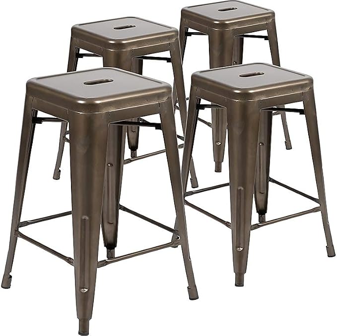 Flash Furniture Lily 24" High Metal Counter-Height, Indoor Bar Stool in Gun by FlashFurniture