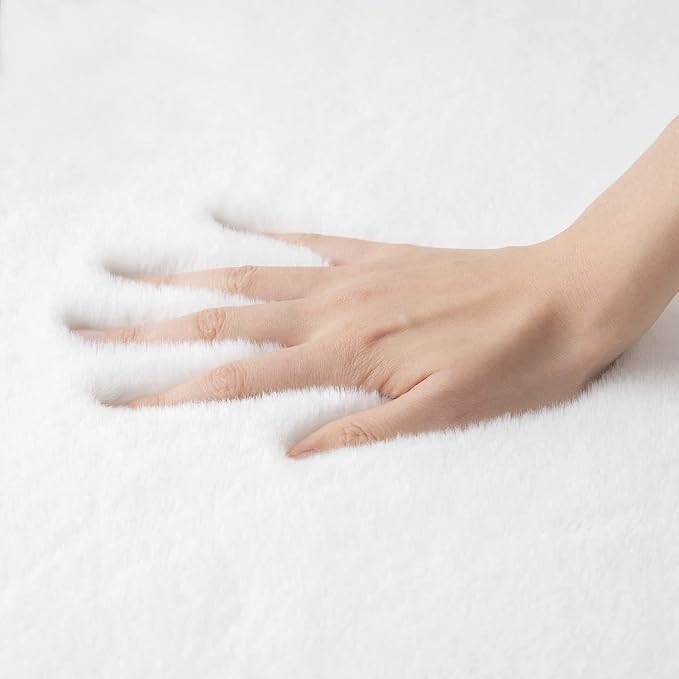 ORINOVA White Washable Furry Area Rug Runner Faux Bunny Fuzzy Fur Rugs - Image 7