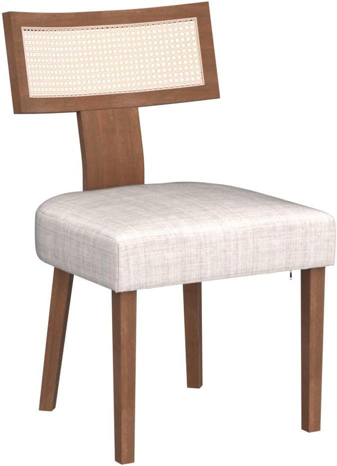 HNY Mid Century Modern Rattan Dining Chairs Set of 2, Farmhouse Linen - Image 5