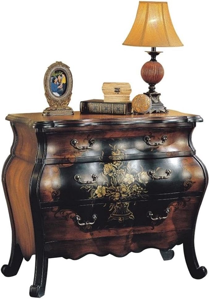 Bowery Hill Modern Bombay Chest, 3 Drawers, Wood Frame, Antique Black and Oak by BOWERYHILL