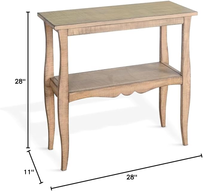 Sunny Designs Marina Oak Beach Pebble Solid Wood and Veneers Side Table - Image 3