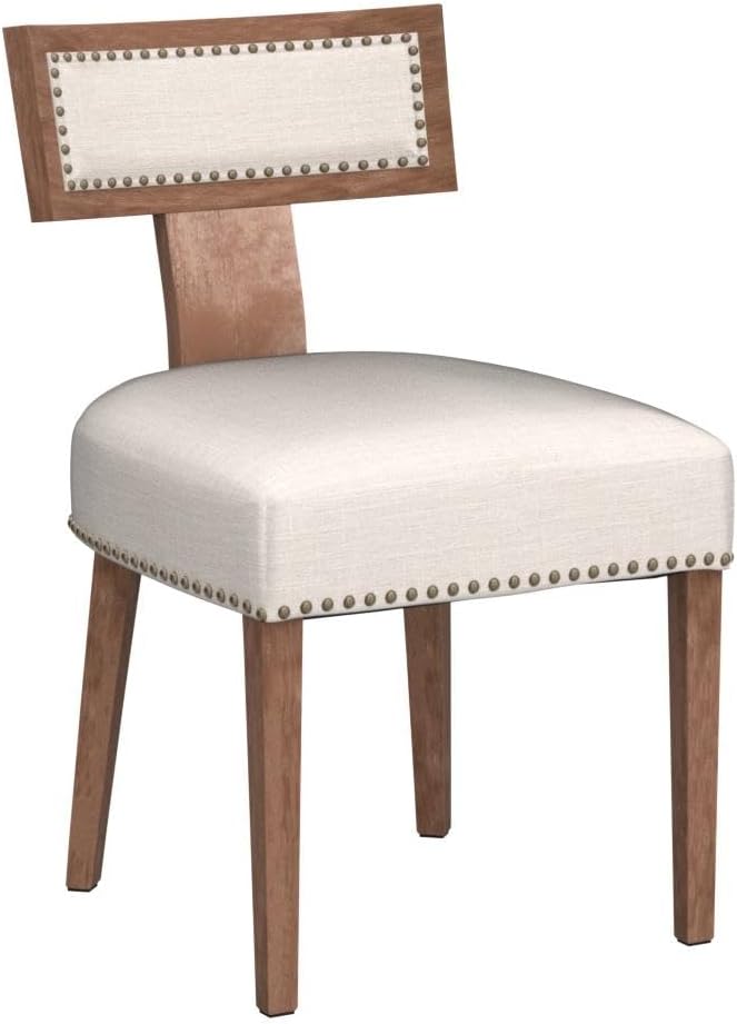 HNY Mid Century Modern Dining Chairs Set of 4, Farmhouse Linen Fabric - Image 5