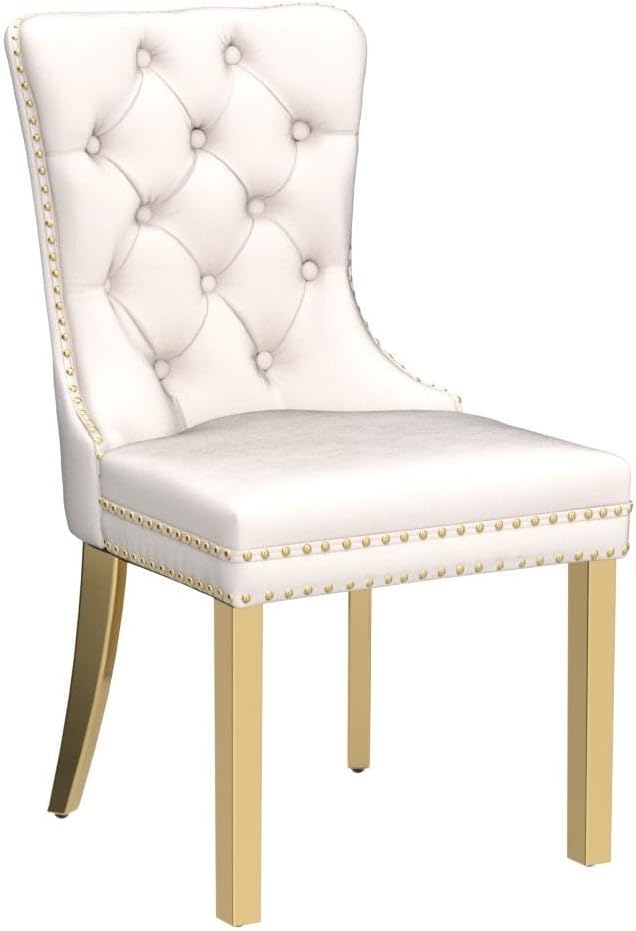 KCC Velvet Dining Chairs Set of 2, Upholstered High-end Tufted Dining Chair - Image 4