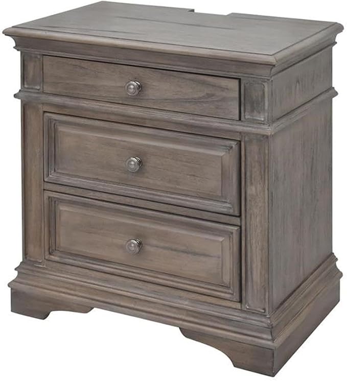 Pemberly Row King Panel Bed, Driftwood Gray Wood Frame, Upholstered Button - Image 8