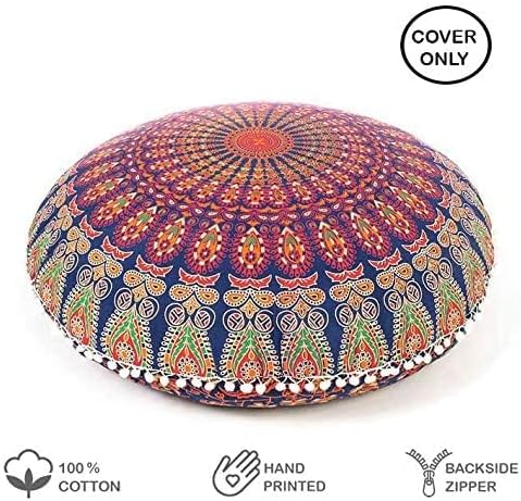 Mandala Floor Pillow Cover Meditation Cushion Seating Throw Hippie Round - Image 3