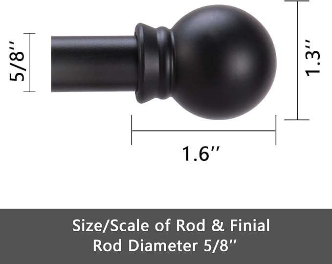 GXOACKJ Curtain Rods for windows 32-62 inch, 5/8 inch Decorative Matte Black - Image 5