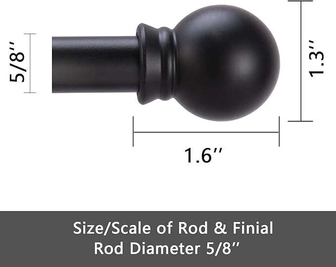 GXOACKJ Curtain Rods for windows 48 to 84-93 inch, 5/8 inch Decorative Matte - Image 5