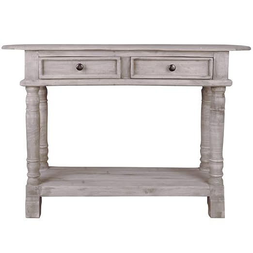 Sunset Trading Shabby Chic Cottage Table, Two Drawer, Natural limewash - Image 4