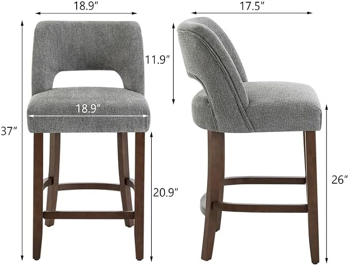 VKNOW Bar Stools Set of 2, Modern Counter Stools - Image 2