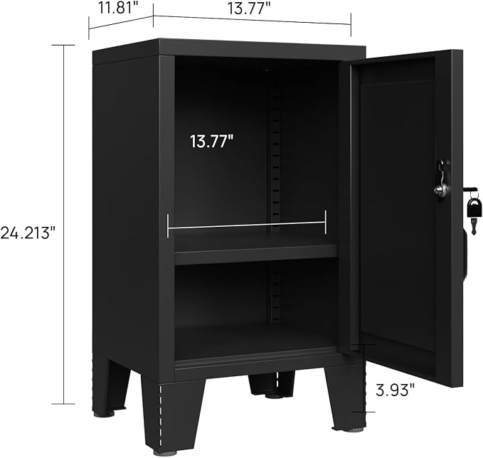 ALBAD Metal Nightstand with Lockable Cabinet, Compact Mini Locker Bedside Table - Image 3