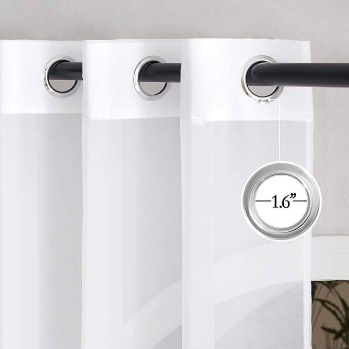 NICETOWN Soft Voile White Sheer Curtains 63 inches Long - Image 2