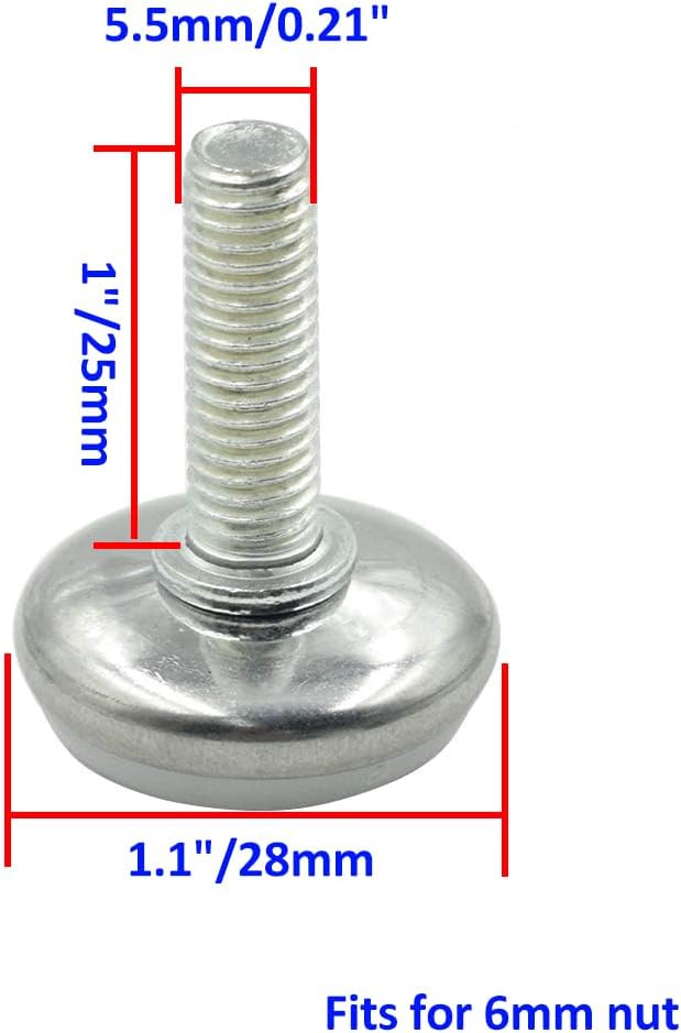 36PCS Screw on Furniture Glides Adjustable Furniture Leg Base Leveller M6 x - Image 2