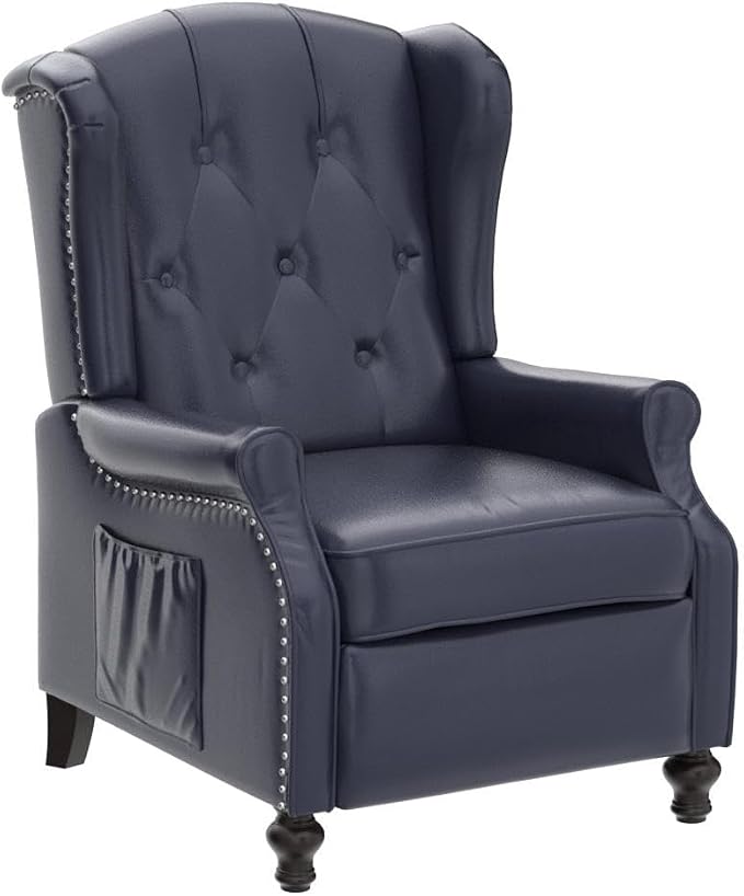 Wingback Recliner Chair with Massage and Heat, Tufted PU Leather Push Back - Image 5