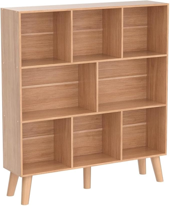 LEYAOYAO Wooden 8 Cube Book Shelf, Natural 3 Tier Bookshelf - Image 4