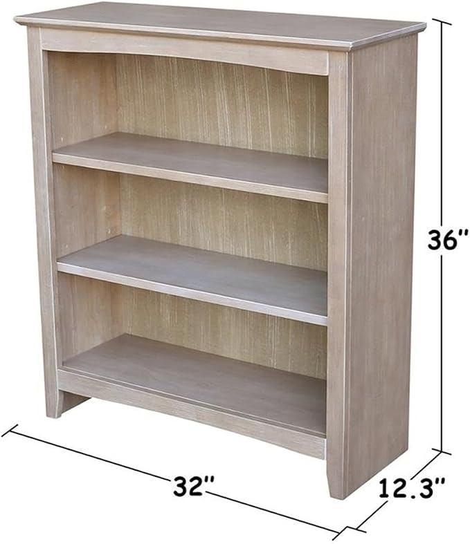 IC International Concepts, Shaker Solid Wood Bookcase, 2 Adjustable Shelves - Image 3