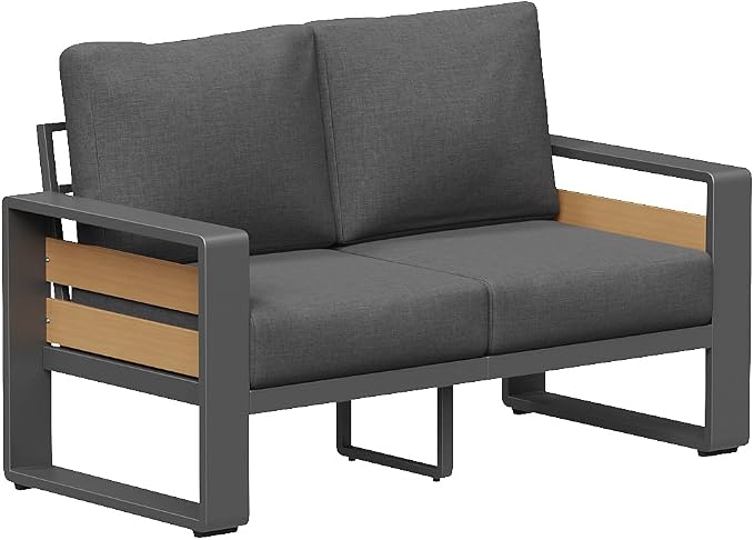 Aoxun Aluminum Outdoor Patio Furniture Set, 2 Seats Metal Sectional Patio by Aoxun