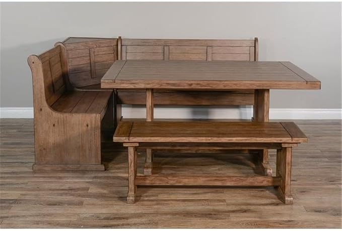 Pemberly Row 75" x 56" Farmhouse Wood Breakfast Nook Set - Image 6