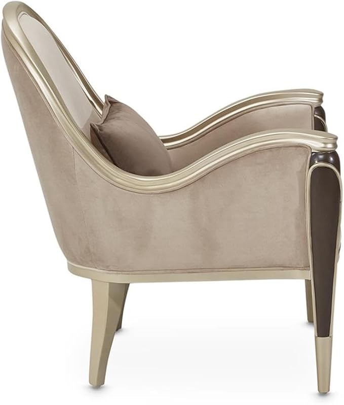 MICHAEL AMINI Villa Cherie Accent Velvet Chair in Porcini/Hazelnut Brown - Image 4