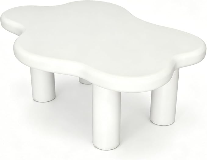 40" Cloud Coffee Table with 4 Round Table Legs, Modern Irregular Center Table - Image 9