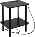 FORAOFUR End Table with Charge Station, Narrow Side Table by FORAOFUR