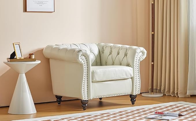 AVZEAR Leather Upholstered Armchair, Mid-Century Modern Single Sofa Chair - Image 7