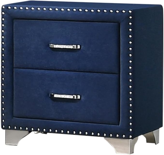 Pemberly Row 2-Drawer Velvet Upholstered Nightstand, Pacific Blue, 25.5" H x - Image 7