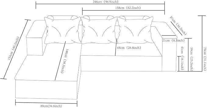 96 Inch Cloud Sectional Couch, Modern Modular Sectional Sofa - Image 2