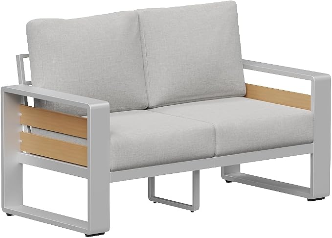 Aoxun Aluminum Outdoor Patio Furniture Set, 2 Seats Metal Sectional Patio by Aoxun