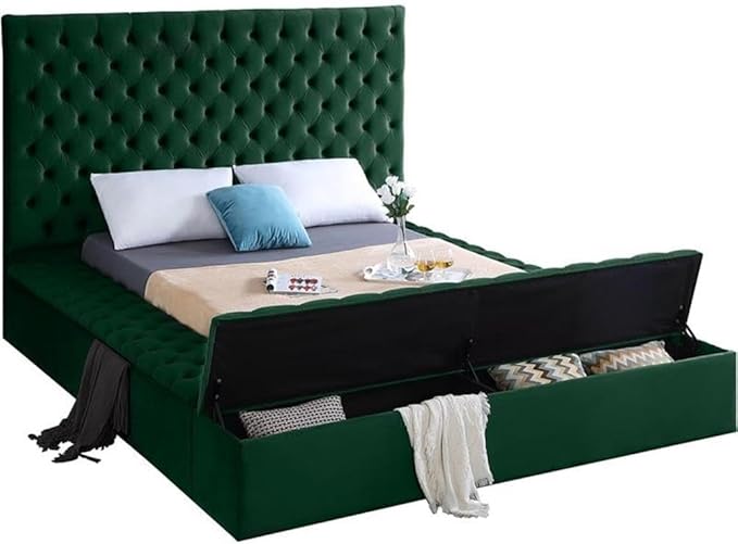 Meridian Furniture Bliss Collection Modern | Contemporary Velvet Upholstered Bed - Image 4