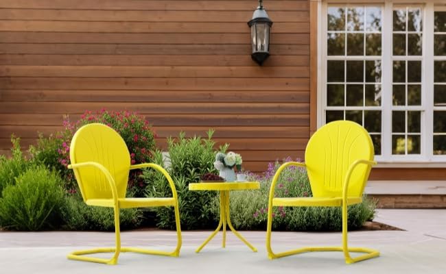 Patio Bistro Set Retro Metal Outdoor Seating Set Conversation Set 3 Pieces - Image 9