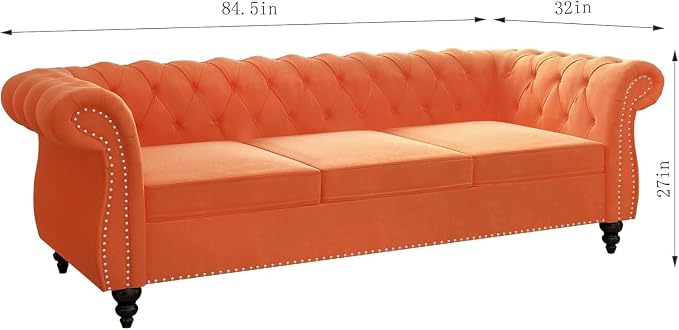 Chesterfield 3 Seater Sofa, Modern Velvet Tufted Couch 3 Seater - Image 2