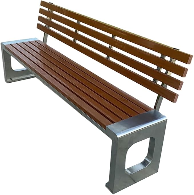 LITFAD Outdoor Indoor Bench Stainless Steel Metal Park Bench - Image 3
