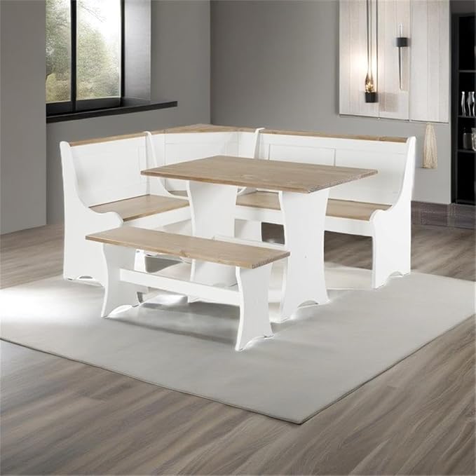 Riverbay Furniture Traditional Solid Wood Dining Nook Set - Image 3