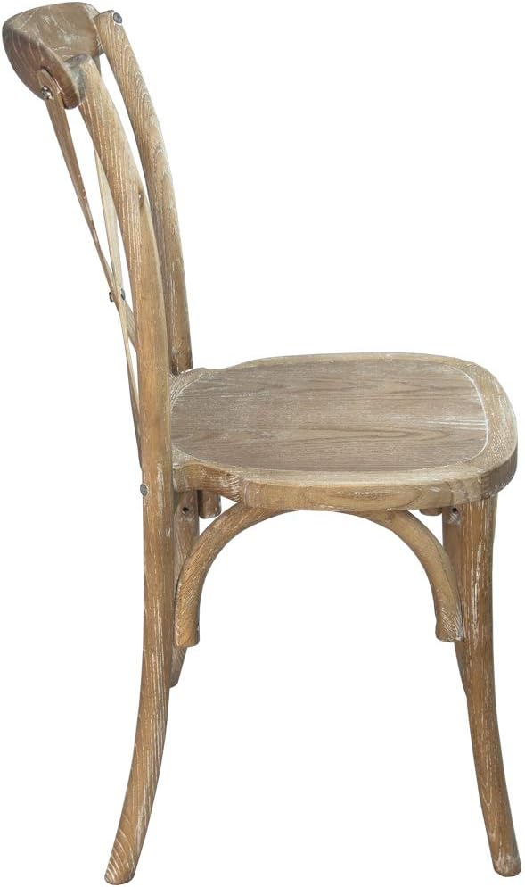 EMMA + OLIVER Natural with White Grain X-Back Chair - Image 4