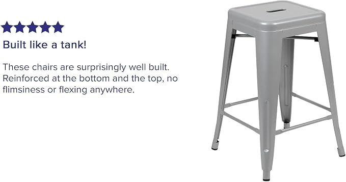 Flash Furniture Lily 24" High Metal Counter-Height, Indoor Bar Stool in Silver - Image 5
