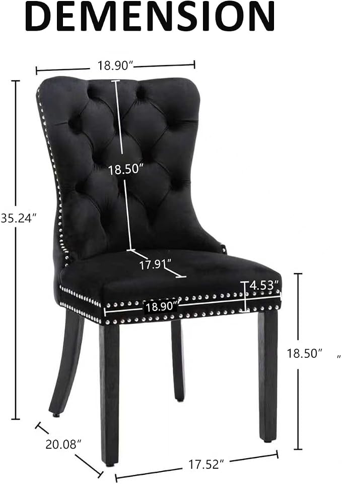 KCC Velvet Dining Chairs Set of 4, Upholstered High-end Tufted Dining Room Chair - Image 3