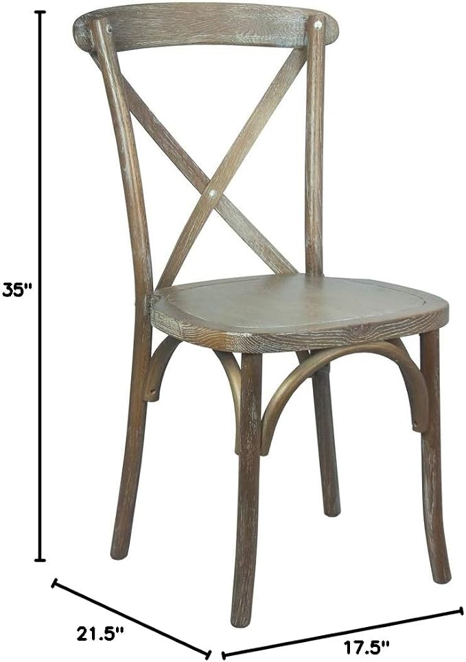 EMMA + OLIVER Medium with White Grain X-Back Chair - Image 2