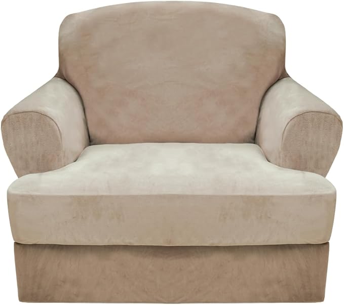 CUCRAF T Cushion Sofa Cover 2 Piece Armchair Slipcovers, Soft Thick Velvet by CUCRAF