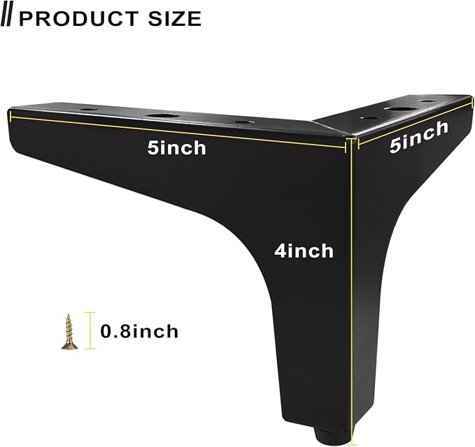 AODIOU Furniture Legs Metal Feet: Cabinet Legs 4 Inch Triangle Feet Replacement - Image 2