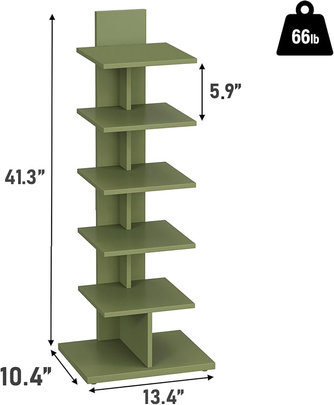 TUTOTAK Bookshelf, 6-Tier Bookcase, Narrow Spine Book Shelf - Image 2