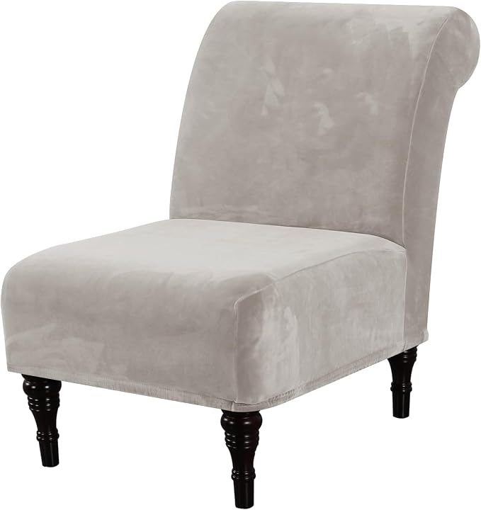 H.VERSAILTEX Armless Accent Chair Covers Thick Velvet Armless Chair Slipcovers by HVERSAILTEX