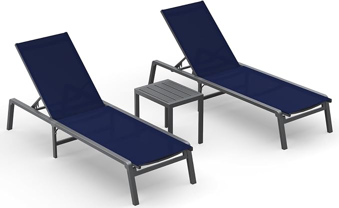 Ciokea Aluminum Foldable Lounge Chairs Set of 2 by CIOKEA