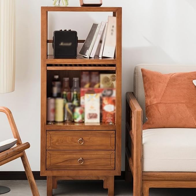 ENGENDER Couch Side Table Chinese Style Wooden Sofa Side Table TV Cabinet - Image 4