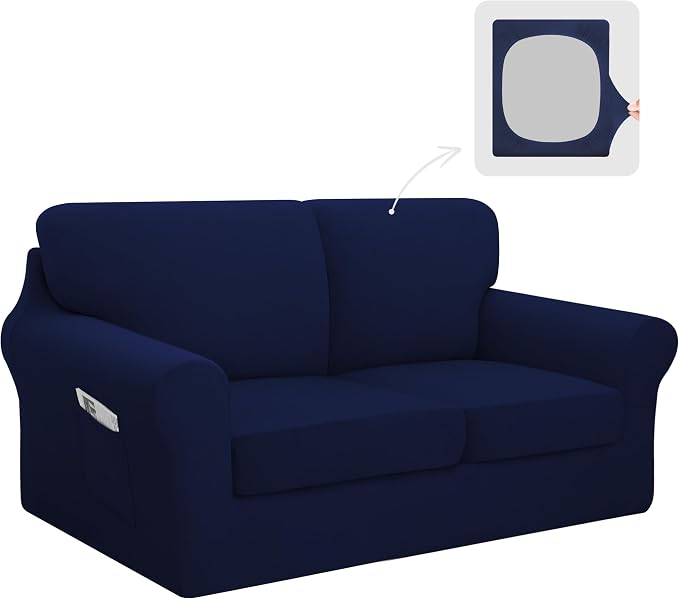 Easy-Going 5 Pieces Stretch Loveseat Cover Washable Loveseat Slipcover Set by Easy-Going